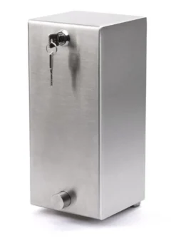 Purus sæbedispenser, vandalsikker, børstet rustfrit stål, 1000 ml, vægmonteret, B:131 x H:296 x D:124 mm, til TORK S1 produkter