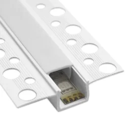 PVC profil 50x12 til indspartling af LED strips, hvid, inkl. mælkehvidt cover