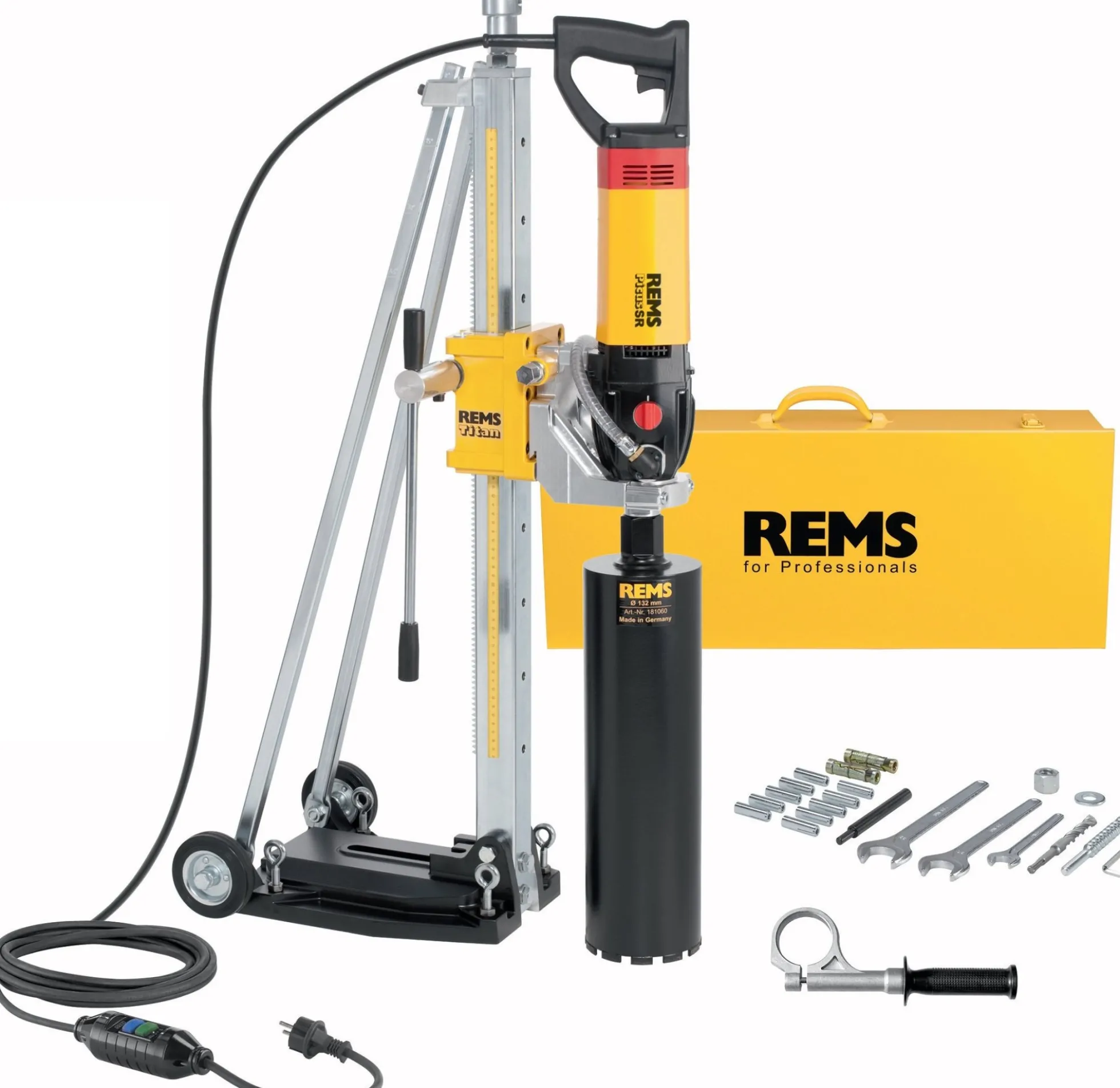 REMS kerneboremaskine Picus SR sæt Titan, med borestander, Ø 162 (200) mm, Ø 250 mm, Ø 300 mm