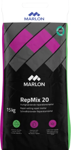 Reparationsmørtel RepMix 20, med hank, 15 kg - Marlon