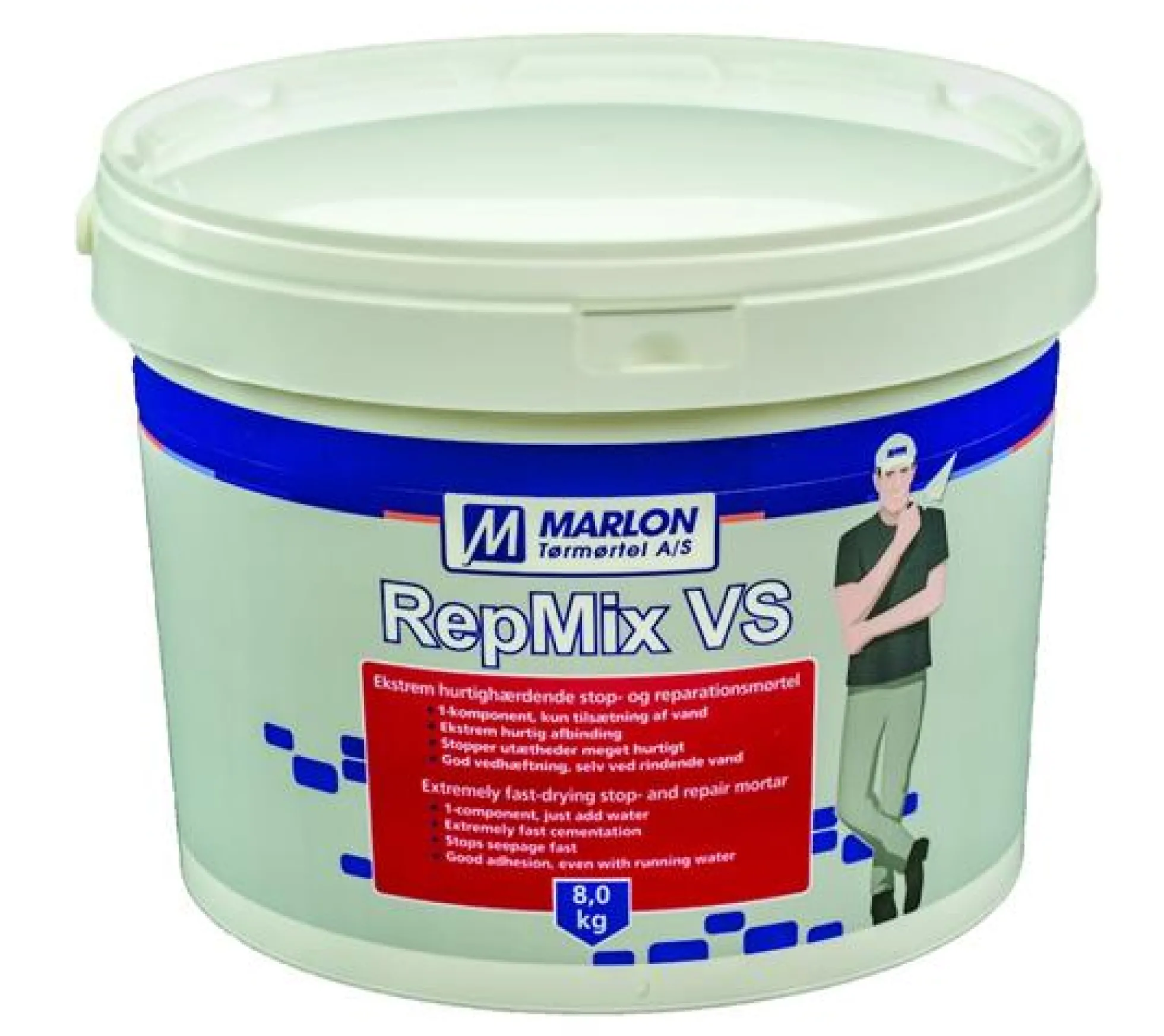 RepMix VS stop- og reparationsmørtel, 8 kg, grå - Marlon