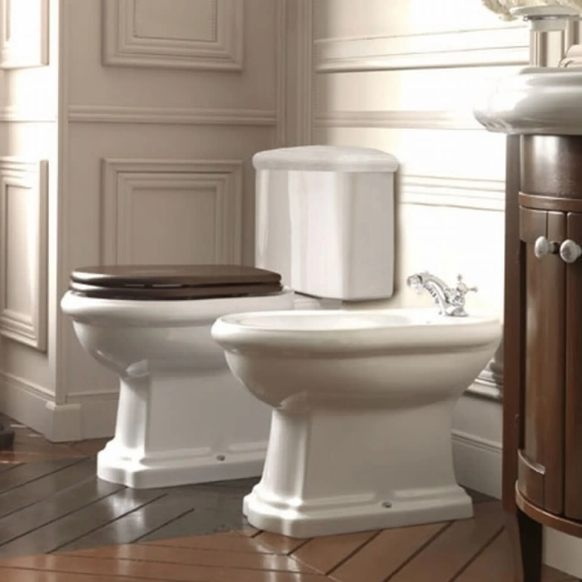 Retro WC monobl toilet, med cisterne, hvid - Lavabo