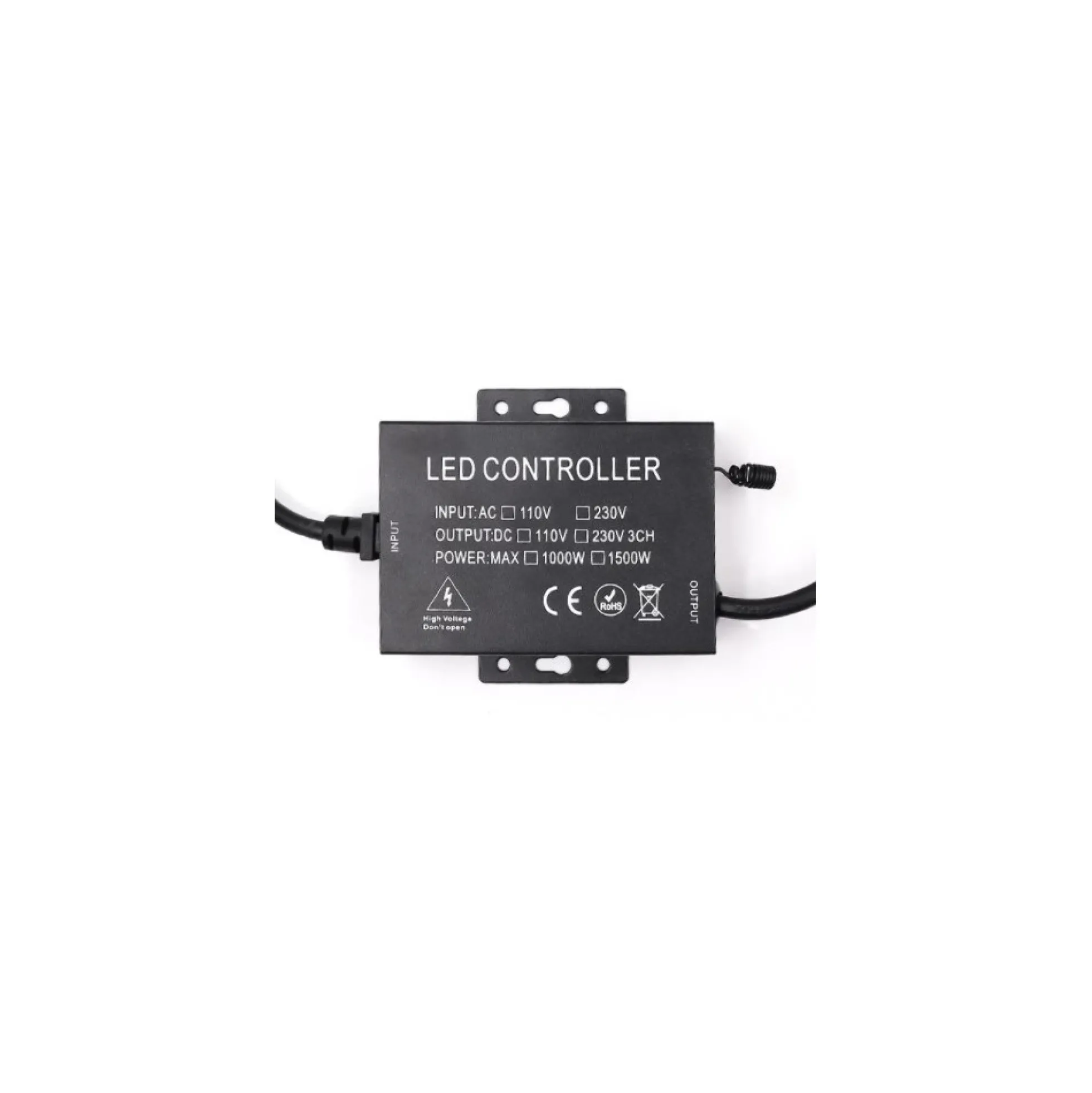 RF trådløs timer+dæmper med fjernbetjening, inkl. endeprop, til 230V 8x16 Neonflex, memory funktion, maks. 100 meter, IP67 vandtæt