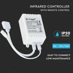 RGB-controller med fjernbetjening, memory funktion, infrarød, 12V/24V, 72W/144W