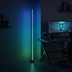 RGBIC+WW hjørnelampe, gulvlampe, 146 cm, Bluetooth app styring og RF fjernbetjening