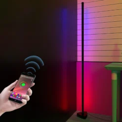 RGBIC+WW hjørnelampe, gulvlampe, 146 cm, Bluetooth app styring og RF fjernbetjening