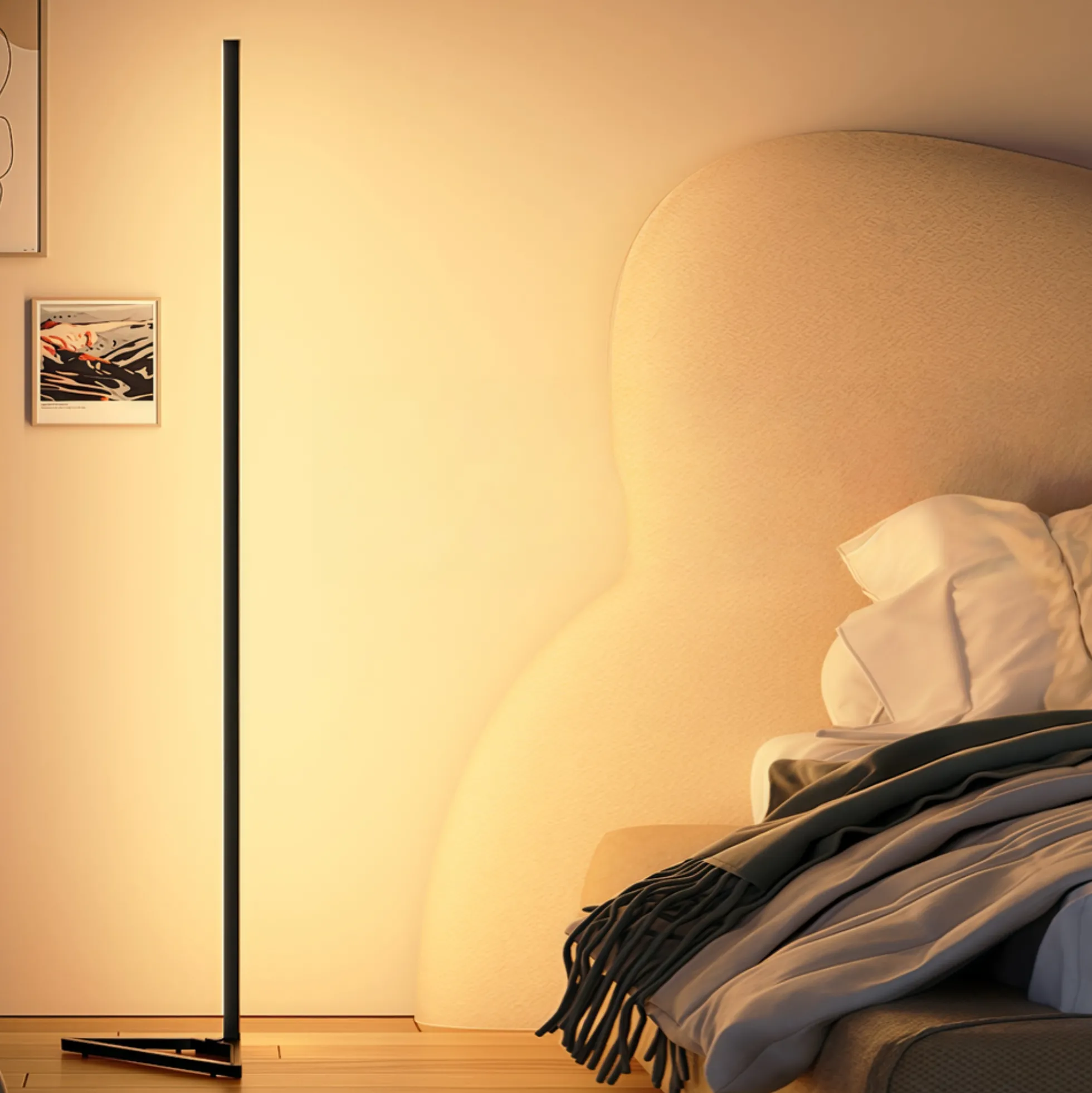 RGBIC+WW hjørnelampe, gulvlampe, 140 cm, Bluetooth