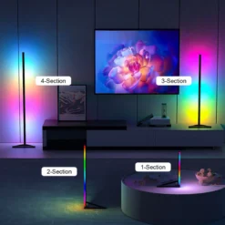 RGBIC+WW hjørnelampe, gulvlampe, 140 cm, Bluetooth