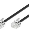 RJ11 modularkabel, 6P/4C, 2 meter, sort, 1-4, 2-3, 3-2, 4-1, forgyldte kontakter, 26 AWG 7/0, 16BS-kobber - MicroConnect