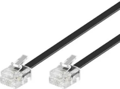 RJ11 modularkabel, 6P/4C, 2 meter, sort, 1-4, 2-3, 3-2, 4-1, forgyldte kontakter, 26 AWG 7/0, 16BS-kobber - MicroConnect