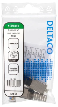 RJ45 stik, CAT6A, skærmet, Tool-Less, metal