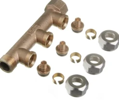 Roth fordelerrør 3 afgreninger x 15mm pex, Euro-red Rødgods