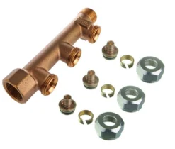 Roth fordelerrør 3 afgreninger x 15mm pex, Euro-red Rødgods