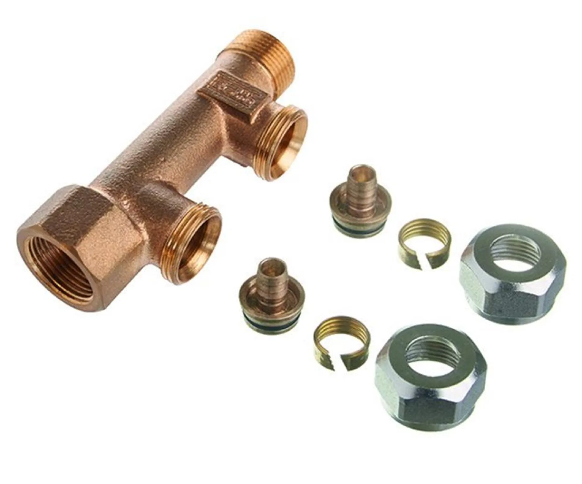 Roth fordelerrør 2 afgreninger x 15mm pex, Euro-red Rødgods