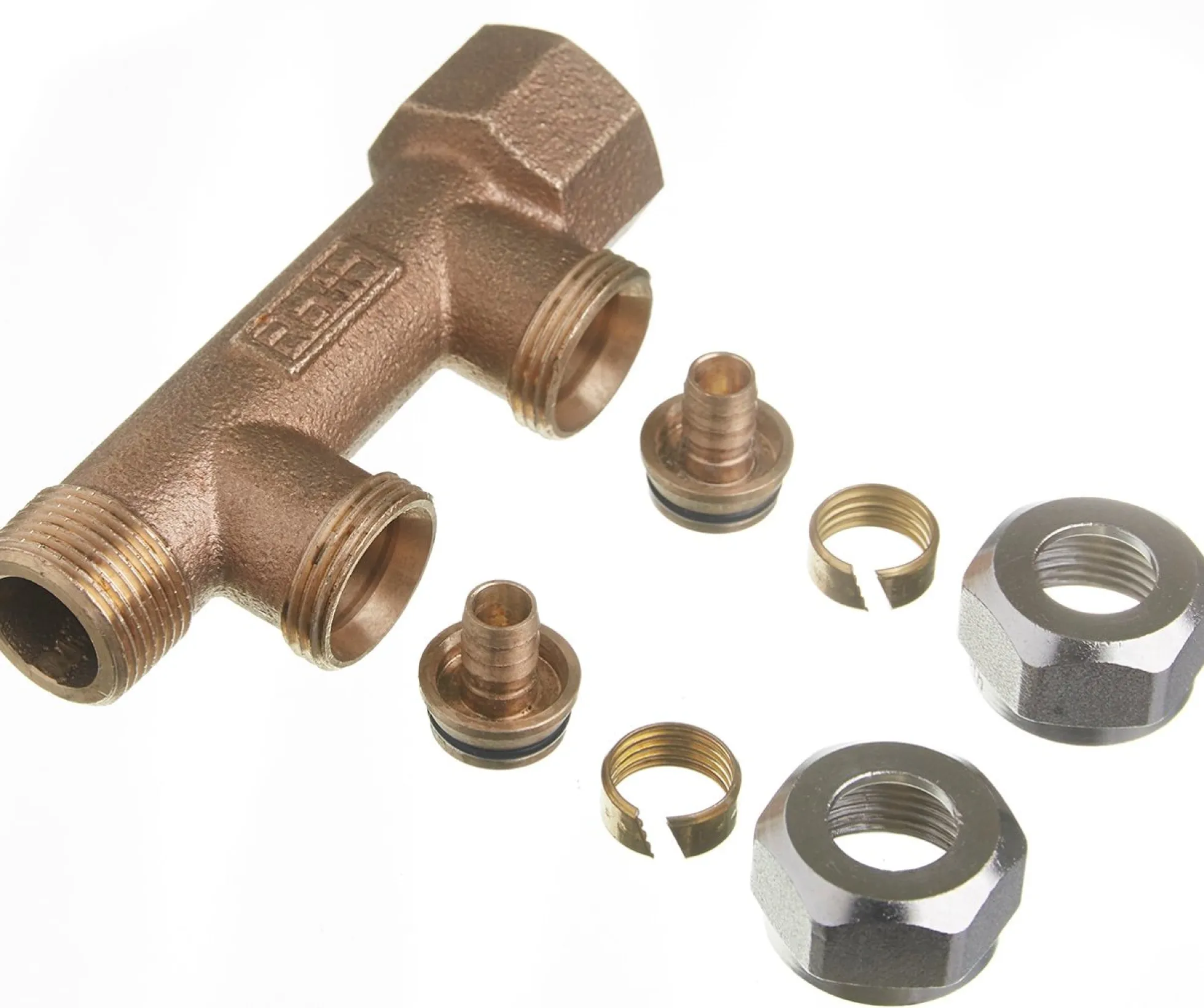 Roth fordelerrør 2 afgreninger x 15mm pex, Euro-red Rødgods