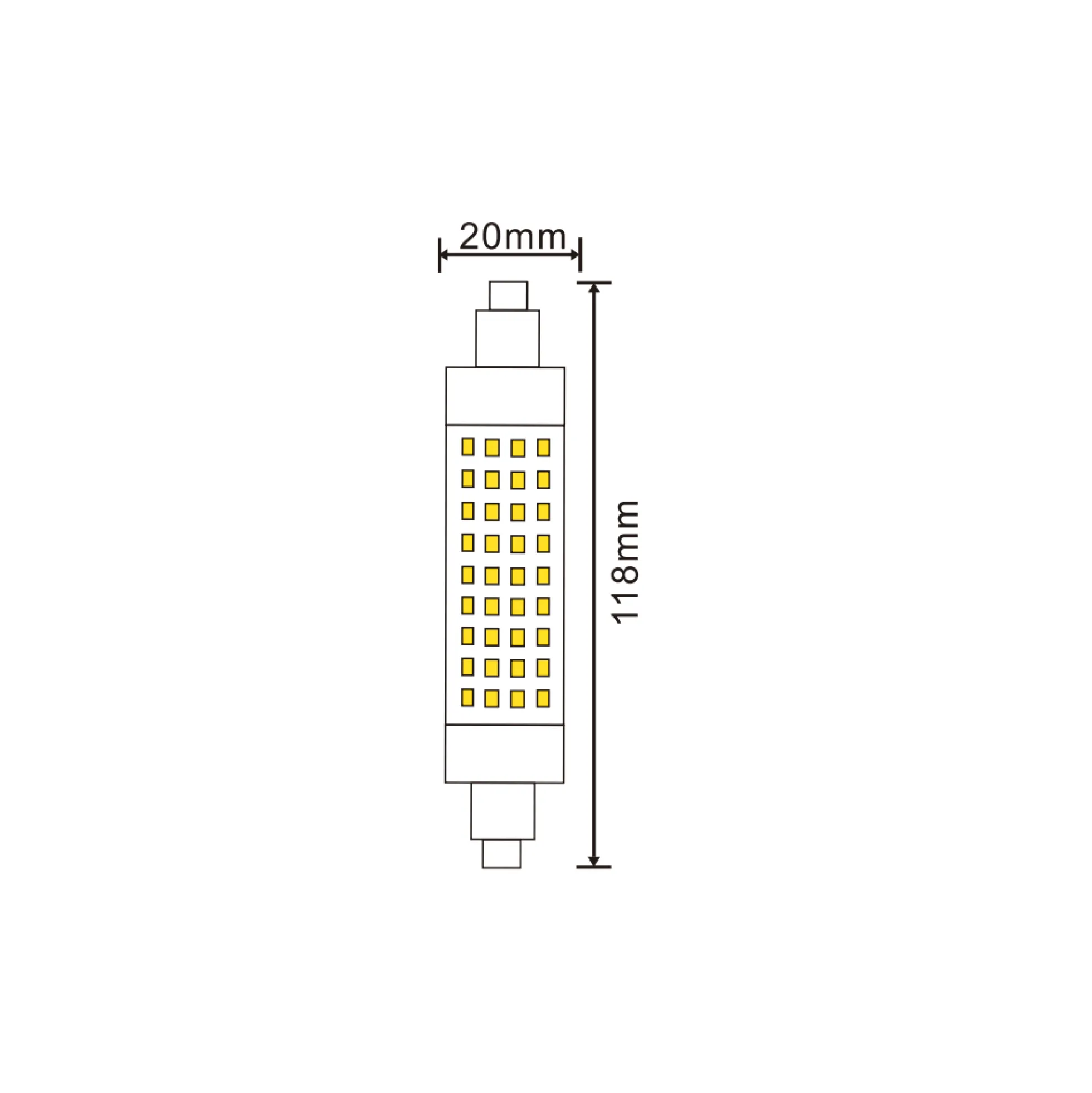R7S LED pære, 118mm, 11W, 3000K, Ikke dæmpbar, 1400 lumen