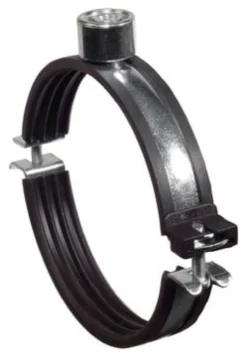 SaMontec – Rørbøjle 'FRS triple' med gummi isolering, 2 skruer (snaplås) og M8/M10/½" kombigevind