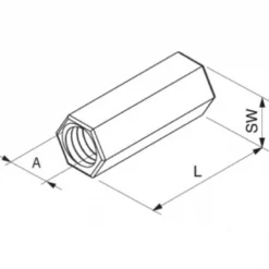 Samontec VM M8 koblingsstykke, M8 gevind, 30 mm, elforzinket stål