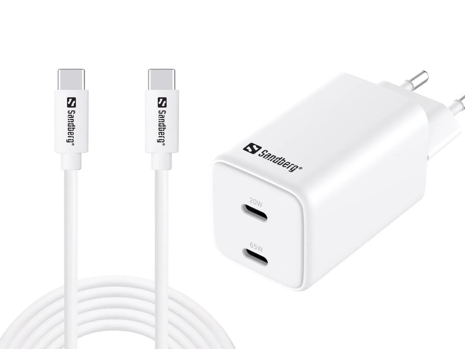 Sandberg AC-oplader, USB-C PD65W, EU, 3 meter