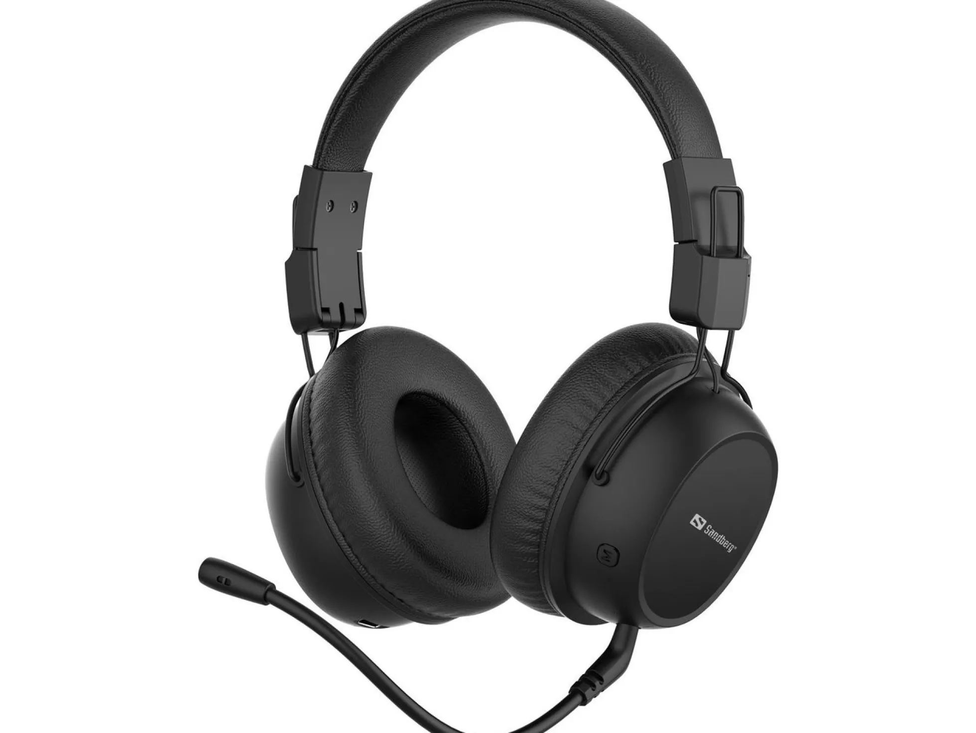 Sandberg ANC FlexMic Bluetooth headset, trådløs, ANC, gaming, binaural, knapbetjent, hovedbånd, sort