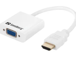 Sandberg HDMI til vga og lyd konverter, HDMI Type A (Standard) han, vga (D-Sub) hun, 3,5 mm lyd hun, hvid