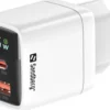 Sandberg 2-i-1 oplader, 1x USB-C, 1x USB, 35W