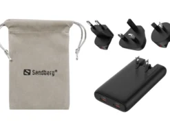 Sandberg 4-i-1, rejseoplader, 65W, sort