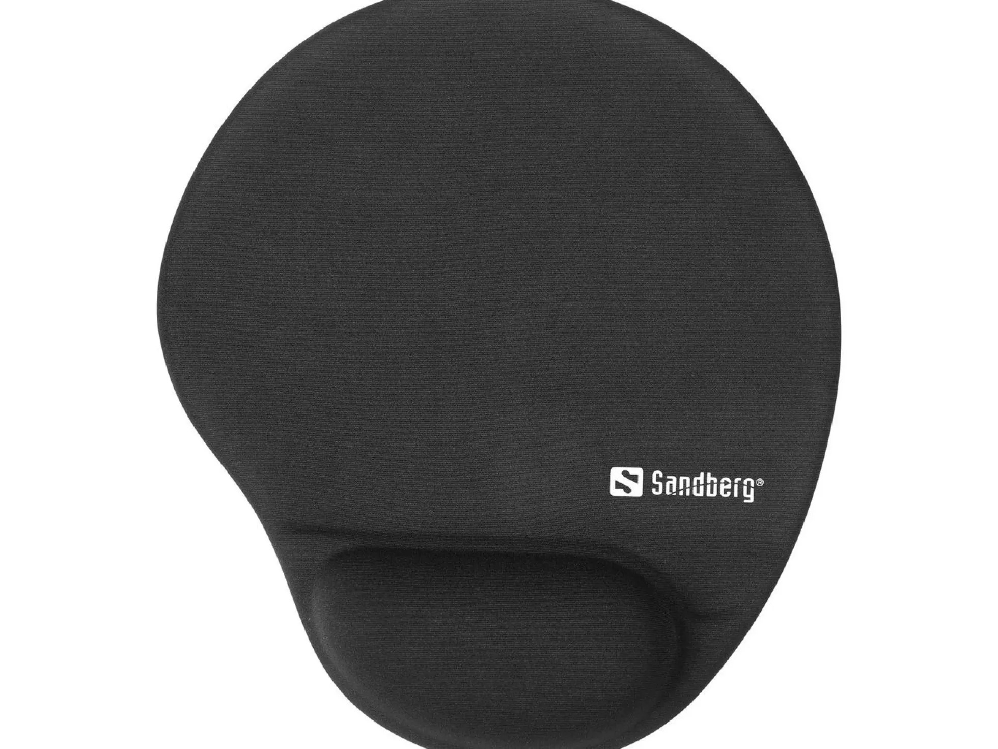 Sandberg memory skum musemåtte, rund, monokrom, med håndledsstøtte, skridsikker base, sort