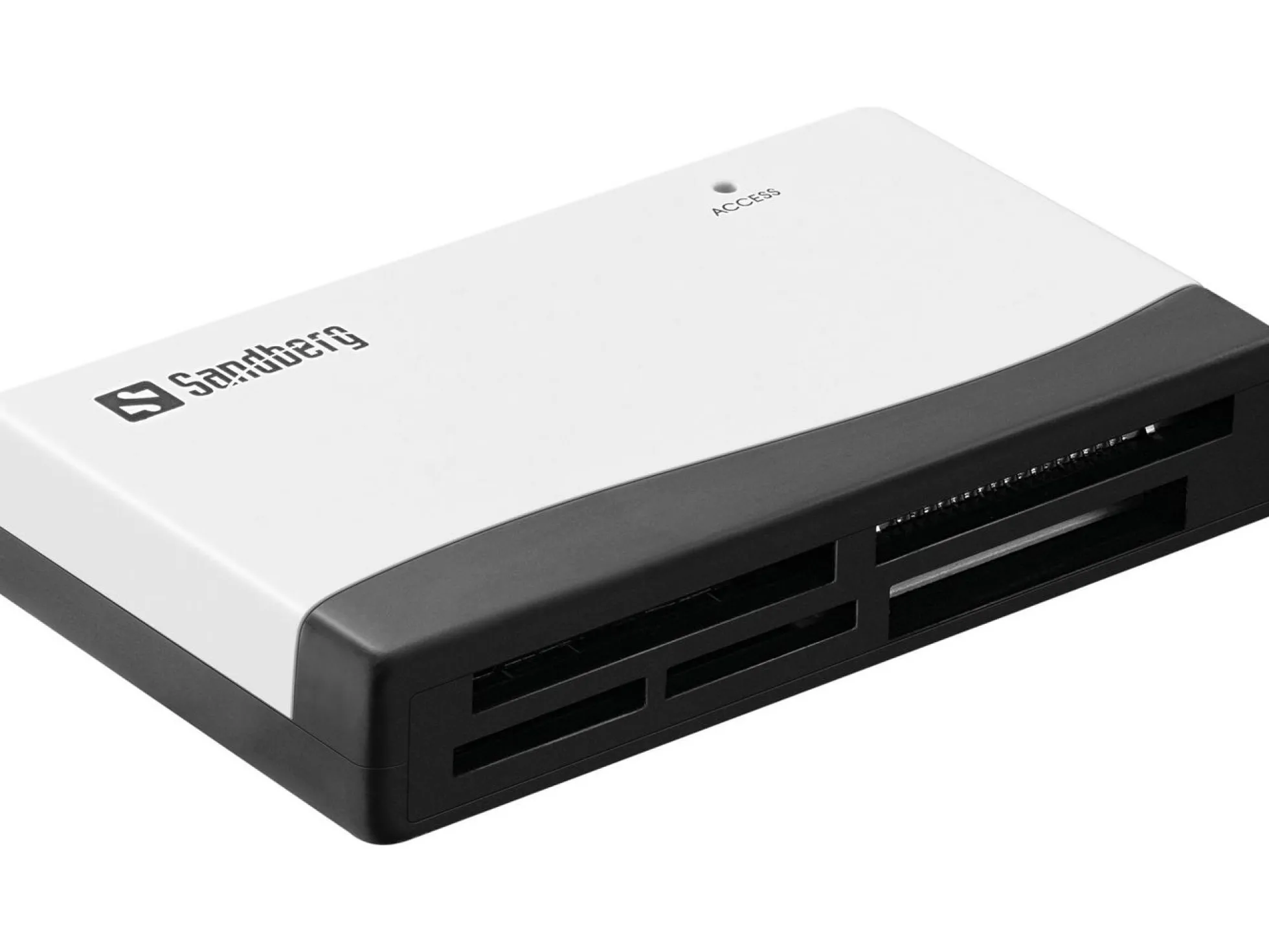 Sandberg multikortlæser, CF, MMC, memory Stick (MS), MicroSD (TransFlash), SD, SDHC, SDXC, xD, 480 Mbps, sort, hvid