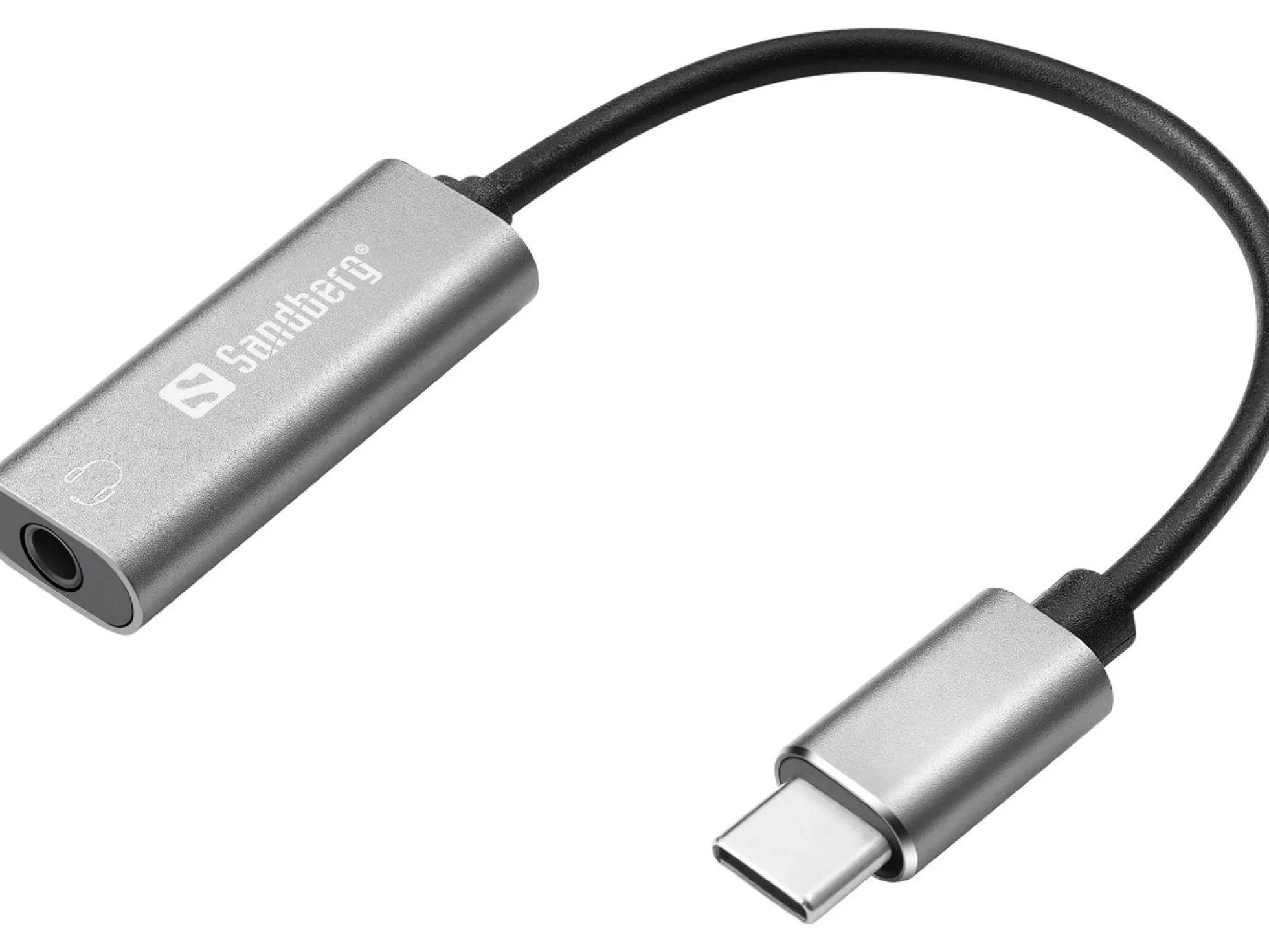 Sandberg USB-C audio adapter, USB til 3,5 mm, sølv/hvid