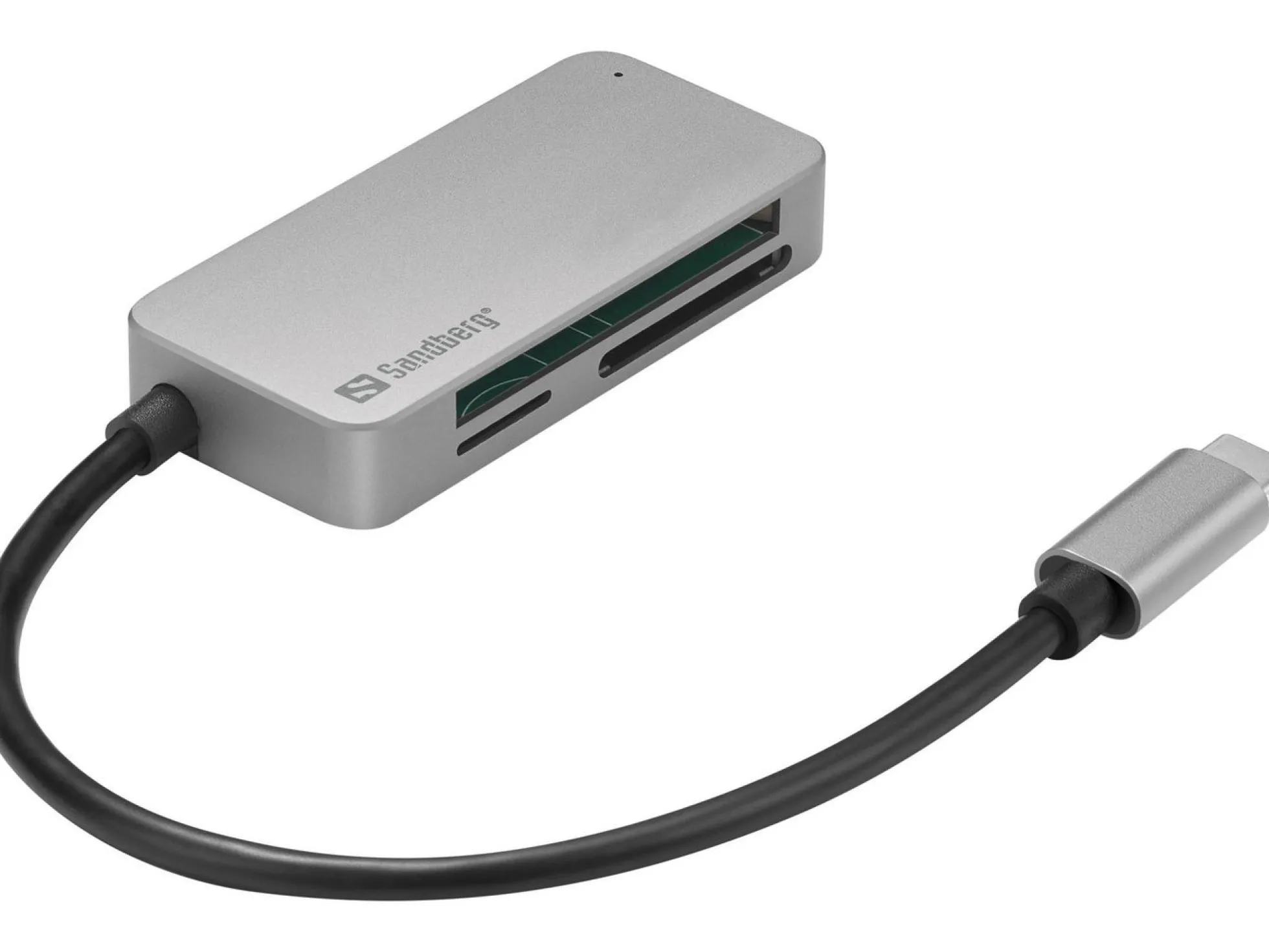 Sandberg USB-C multikortlæser Pro, CF, MMC, MicroSD (TransFlash), SD, SDHC, SDXC, xD, USB 3.2 Gen 1, sort