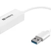 Sandberg USB3.0 gigabit netværksadapter, USB-A, RJ-45, han/hun, hvid