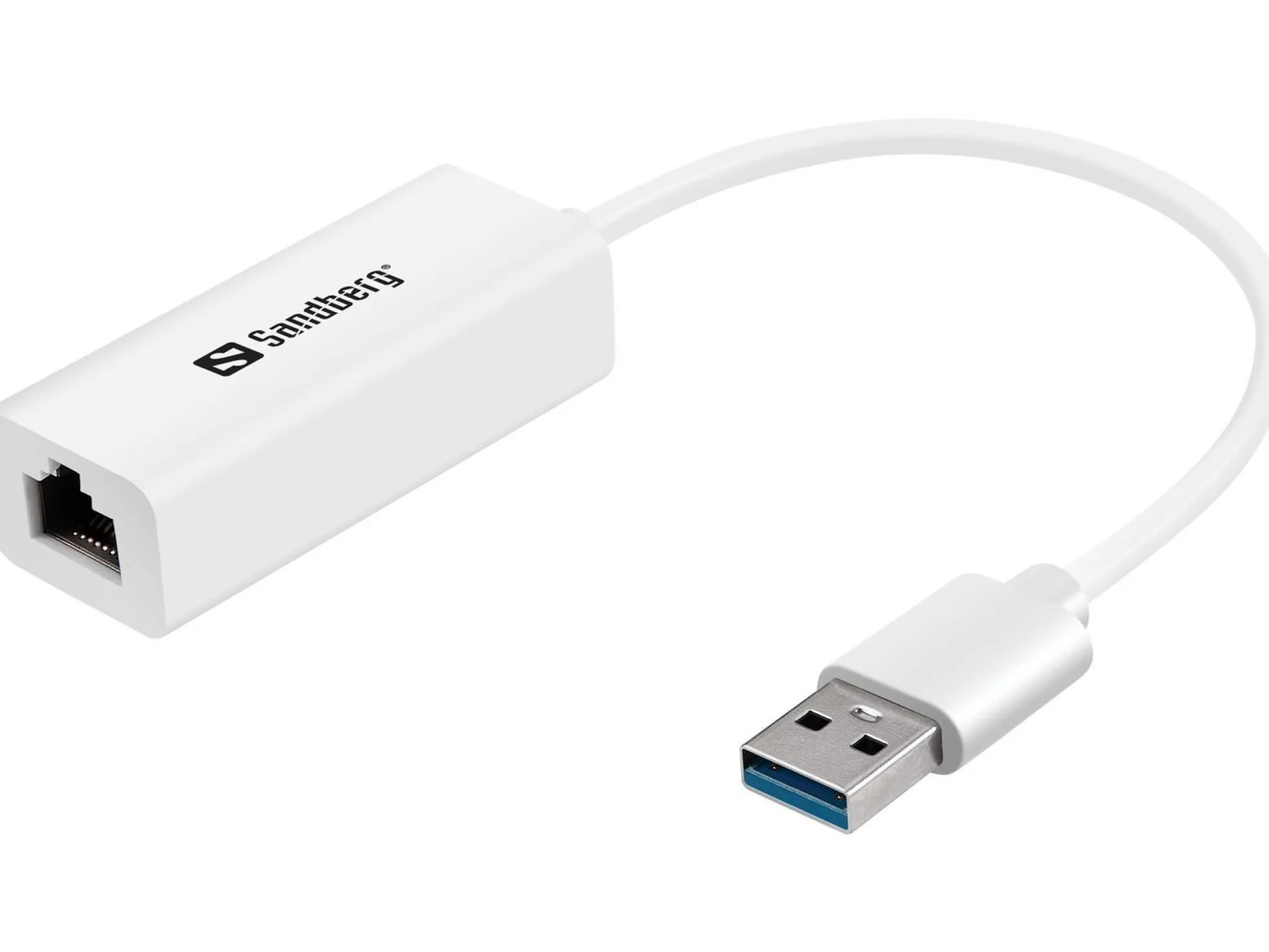 Sandberg USB3.0 gigabit netværksadapter, USB-A, RJ-45, han/hun, hvid