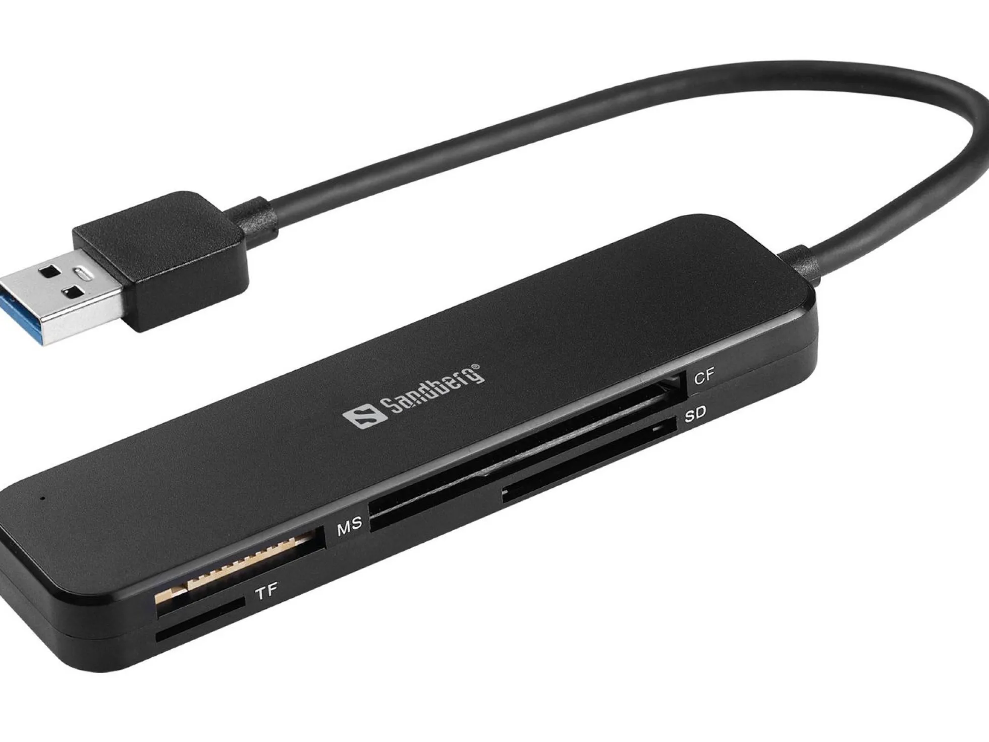 Sandberg USB 3.0 lomme kortlæser, MMC, MS, MicroSD, SD, SDHC, SDXC, sort