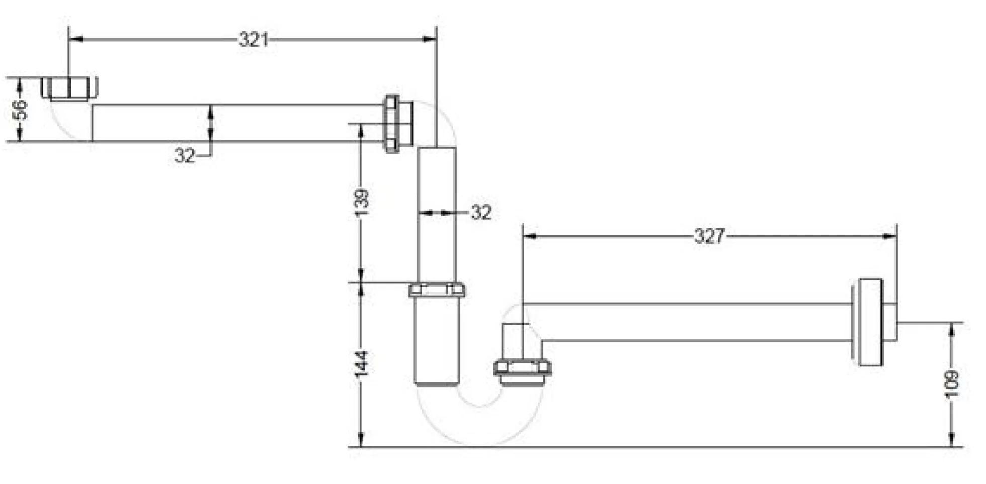 Sanibell pladsbesparende møbelvandlås, 1 1/4" x 32 mm, hvid PVC