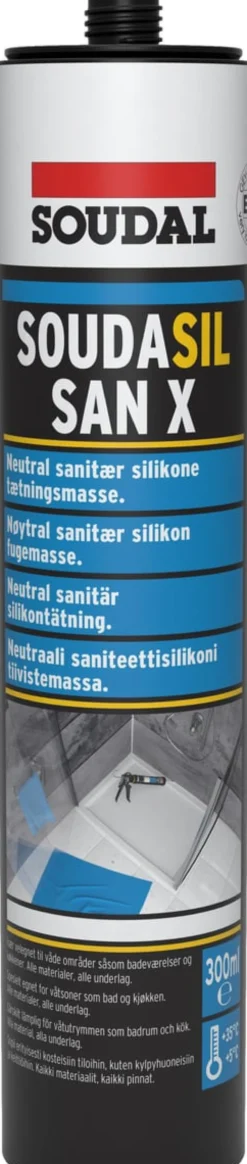 Sanitetssilikone fugemasse, 300 ml, sort - Soudal