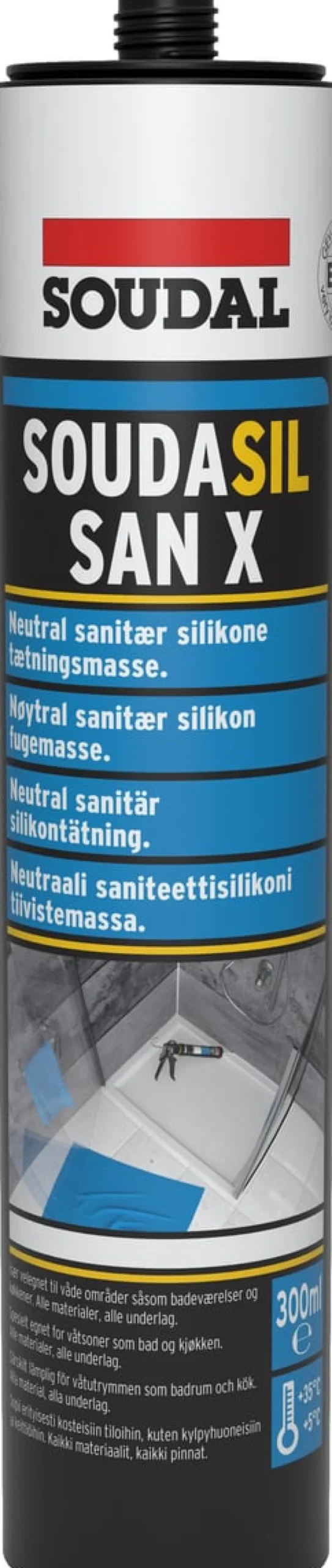 Sanitetssilikone fugemasse, 300 ml, sort - Soudal