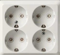 Schuko stikkontakt m. jord 4-dobbelt, inkl. underlag - ABB Jussi