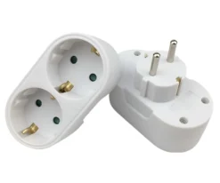 Schuko strømfordeler, med 2 udtag, hvid - MicroConnect