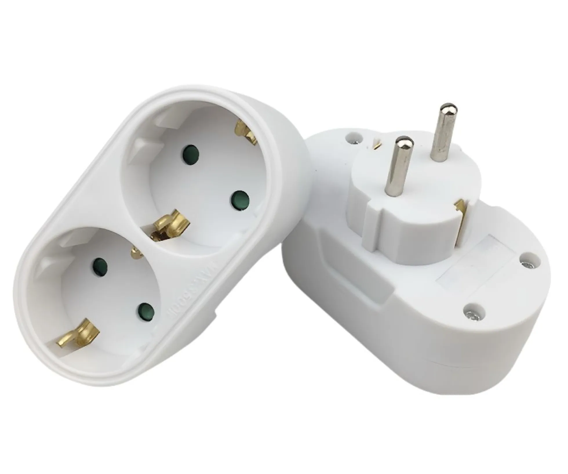 Schuko strømfordeler, med 2 udtag, hvid - MicroConnect