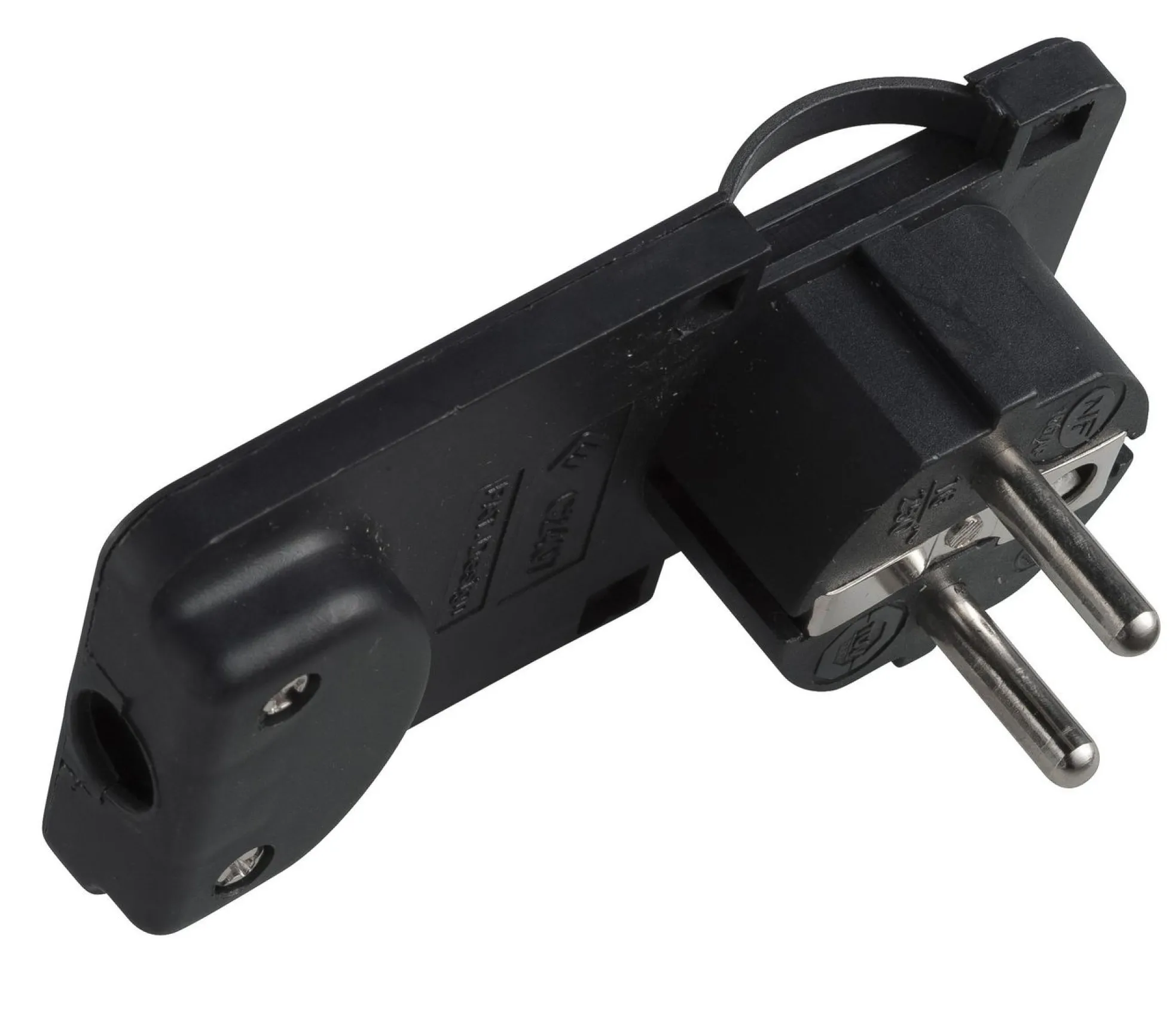 Schuko vinklet stikprop, flad, sort - MicroConnect
