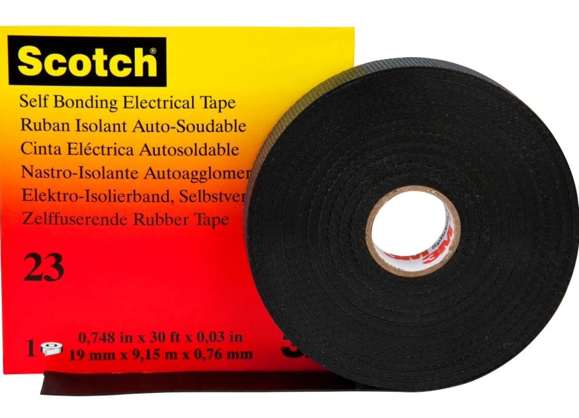 Scotch 23: Selvvulkaniserende & isolerende gummi tape, 0,76 mm tyk, 9,15 meter lang – 3M