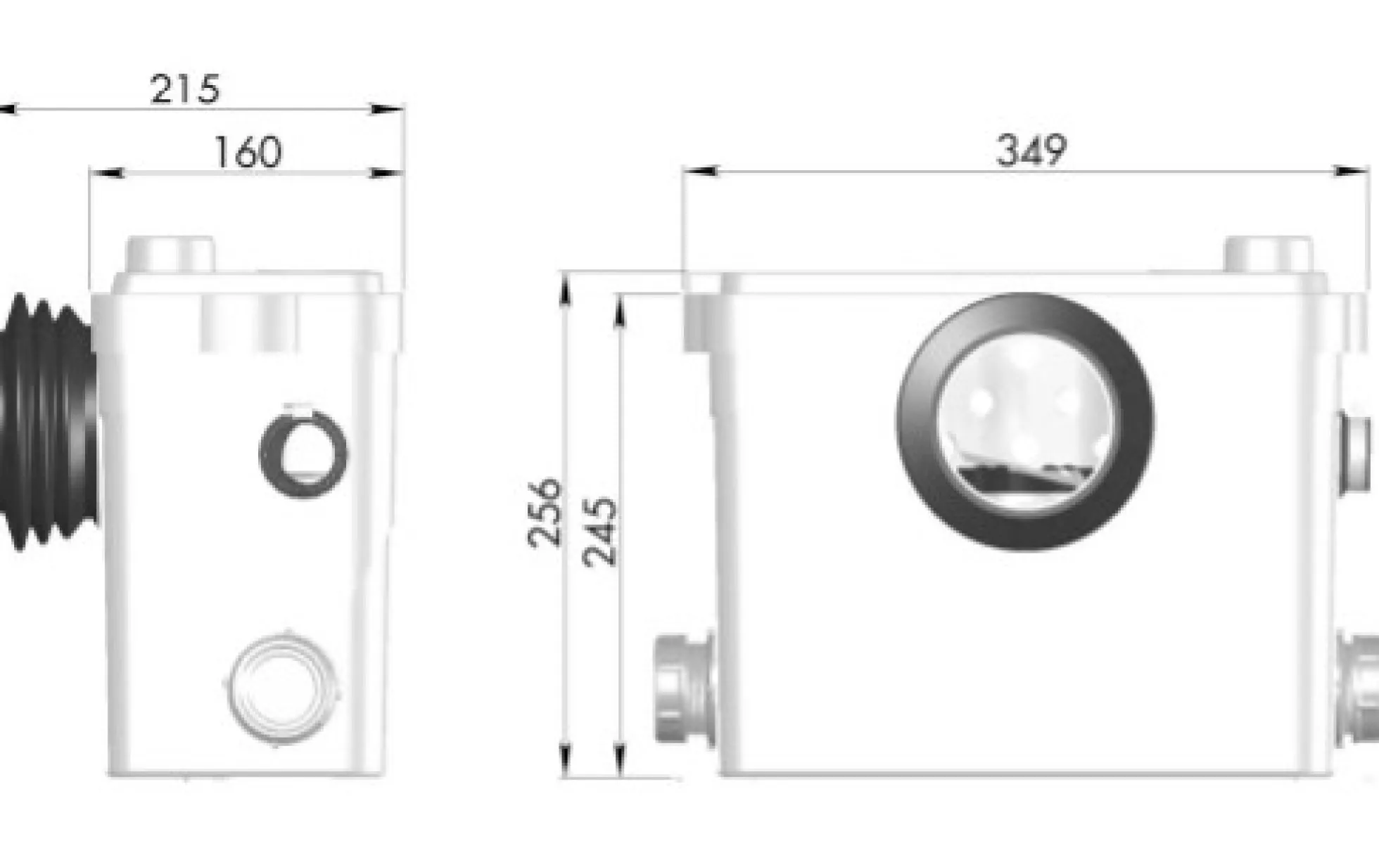 Setsan 3DK afløbspumpe med kværn, 220V, 349 mm bredde
