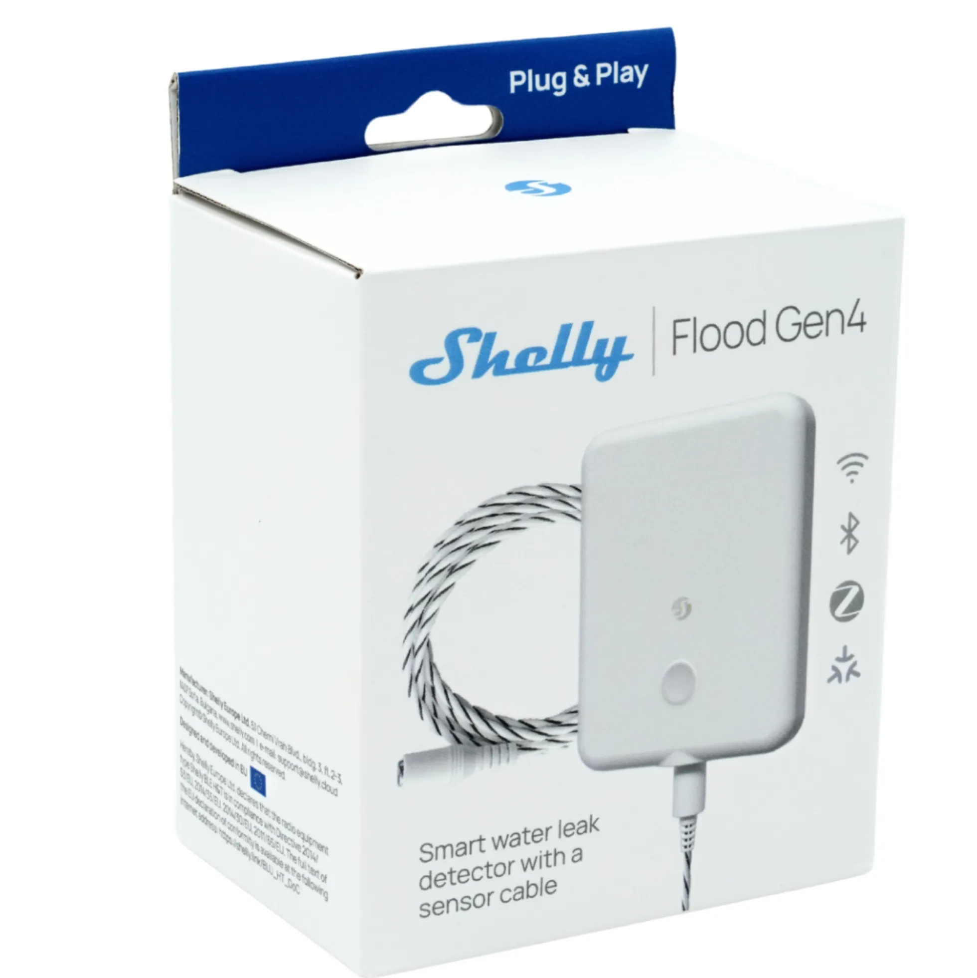 Shelly Flood Gen4, vand- og lækagesensor, Zigbee, Matter, WiFi