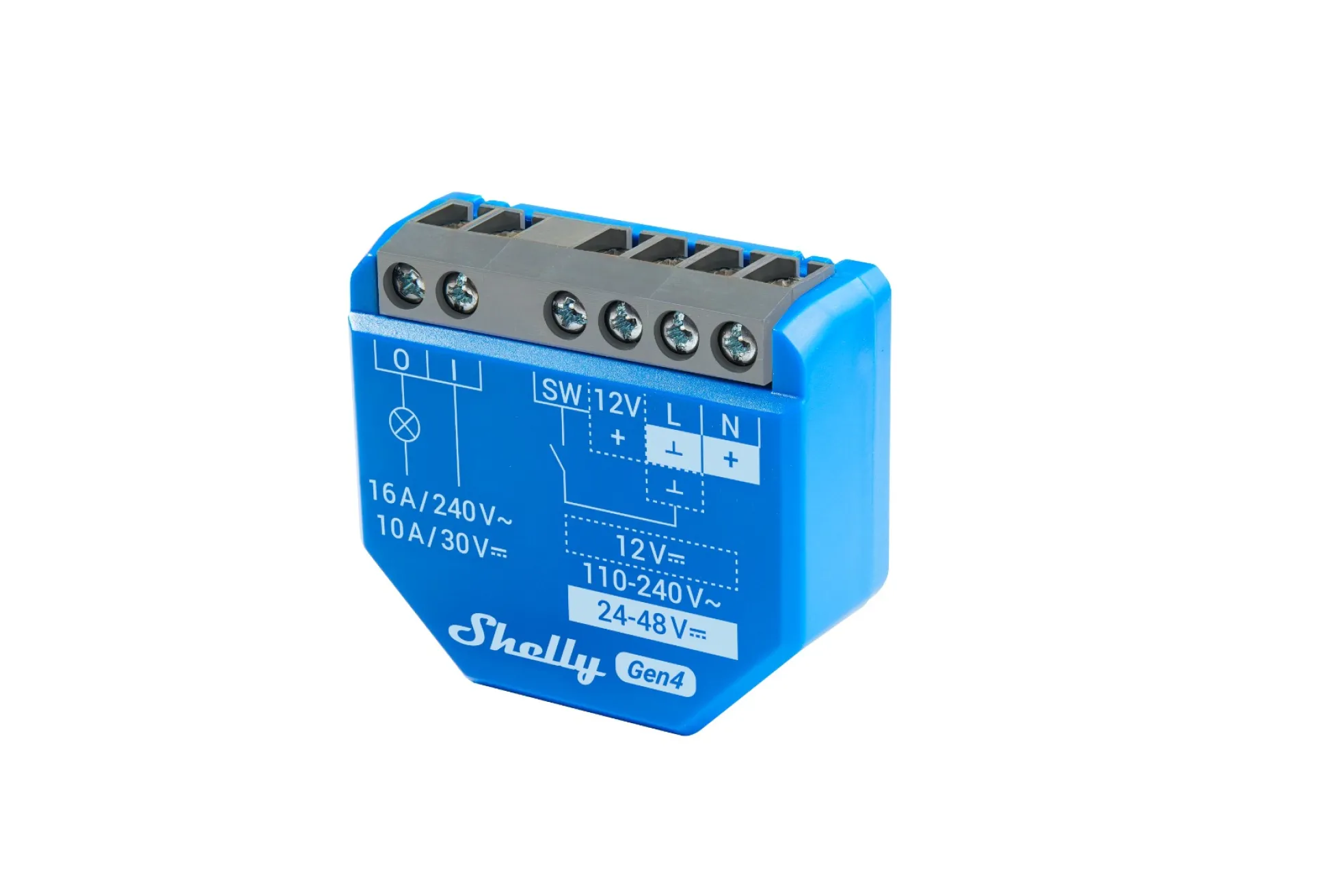 Shelly 1 Gen4 - WiFi + Zigbee relæ, potentialfrit kontaktsæt (12-48VDC/230VAC)