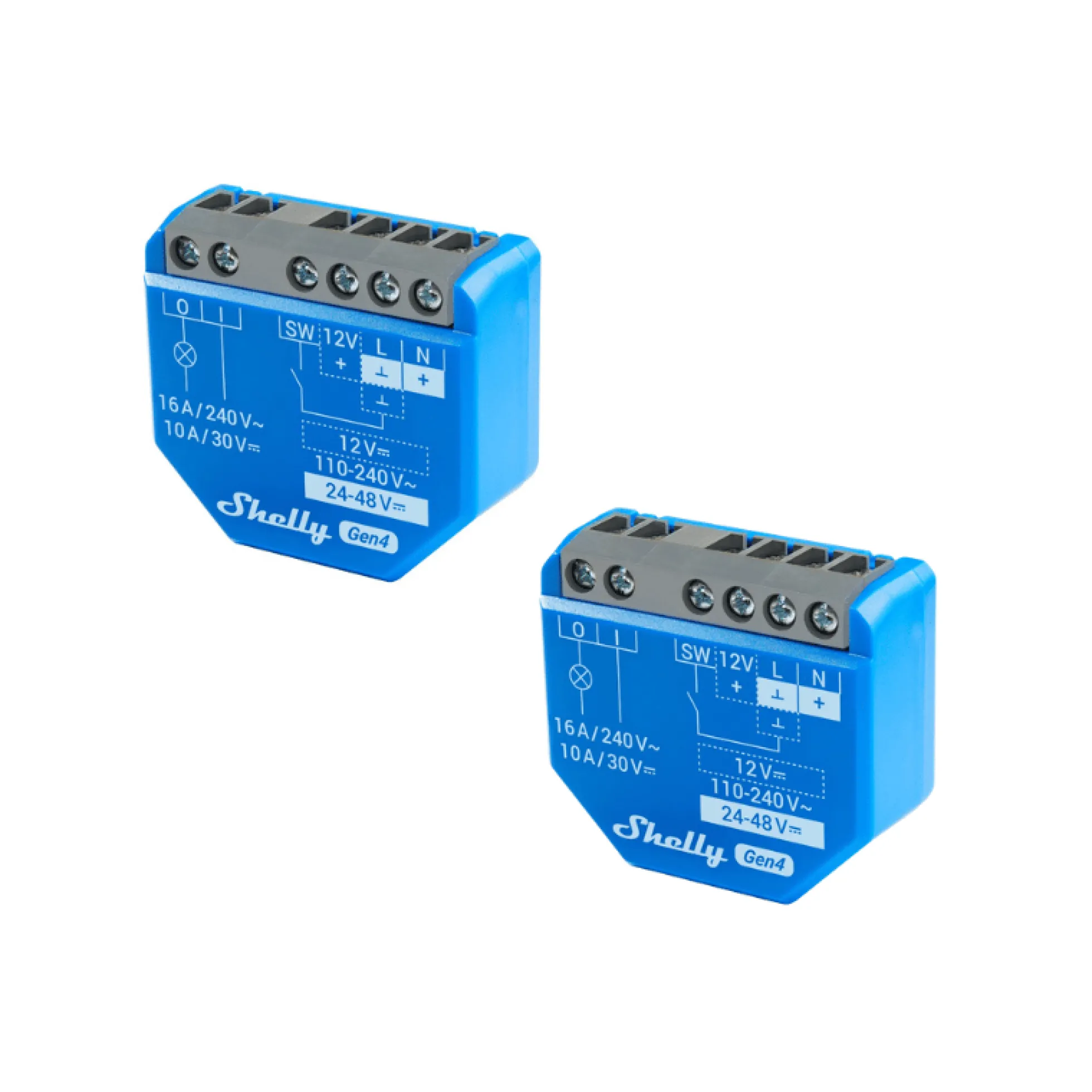 Shelly 1 Gen4 - WiFi + Zigbee relæ, potentialfrit kontaktsæt (12-48VDC/230VAC) 2-pak