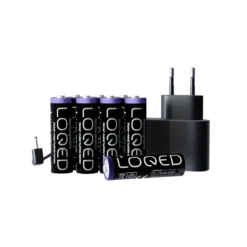 Shelly LOQED Power Kit, 8 x AA batterier inkl. oplader