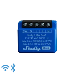 Shelly Plus 1 Mini Gen3, WiFi-styret 1-kanals relæ, 8A, potentialfrit kontaktsæt, 2 pak