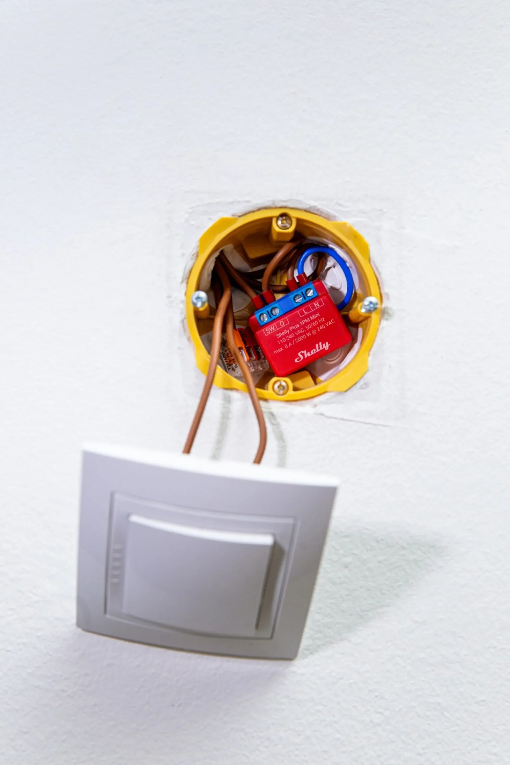 Shelly 1PM Mini Gen3, WiFi relæ med effektmåling, 230Vac