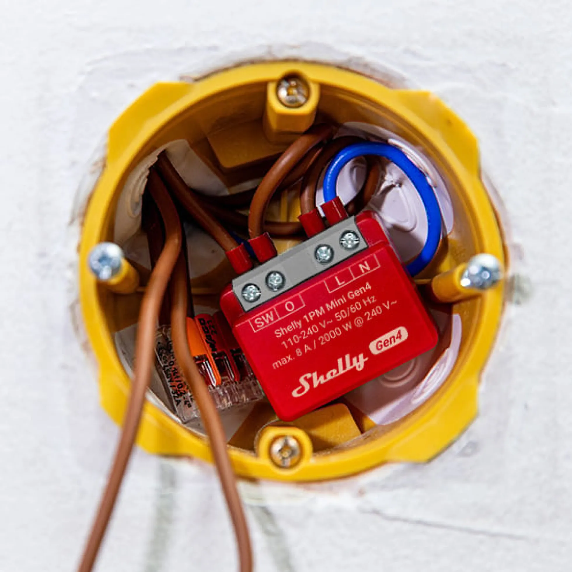 Shelly 1PM Mini Gen4 - WiFi + Zigbee relæ med effektmåling (230VAC)